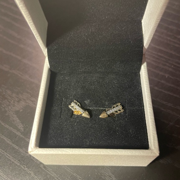 Pandora Gold and Silver Stud Earrings - Picture 3 of 4